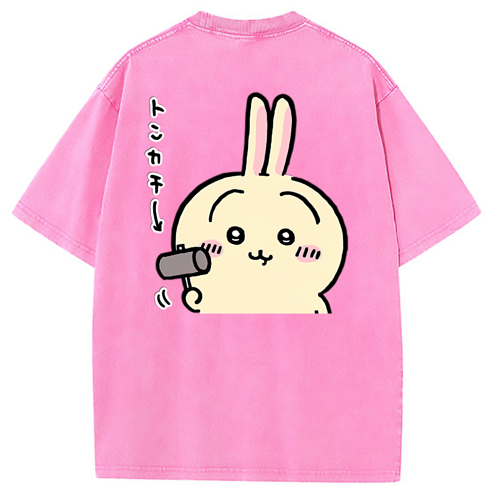 （画像用） ちいかわ うさぎ Chii-kawa usagi 綿100% ヴィンテージ風 半袖Tシャツ（背面プリント）